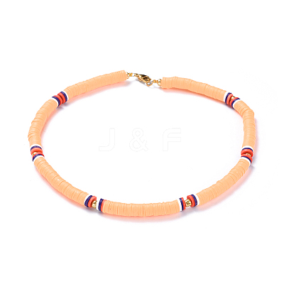 Handmade Polymer Clay Heishi Beads Choker Necklaces NJEW-JN02446-02-1
