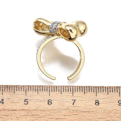 Brass Micro Pave Clear Cubic Zirconia Cuff Rings for Women RJEW-U051-01B-G-1