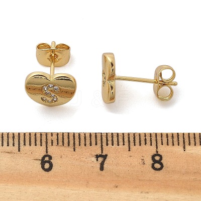 Rack Plating Brass Micro Pave Clear Cubic Zirconia Stud Earrings EJEW-K299-01G-S-1