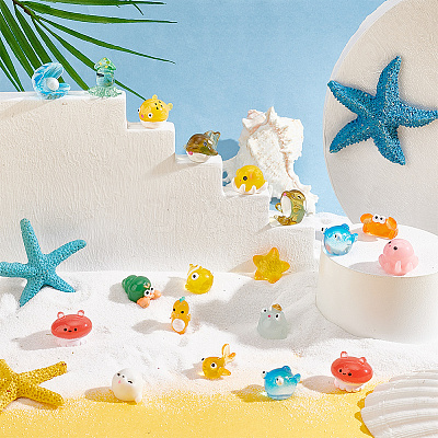 51Pcs 17 Styles Marine Animal Theme Resin Display Decorations CRES-GA0001-12-1