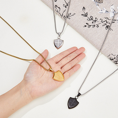 3Pcs 3 Colors Stainless Steel Pendant Necklaces Set NJEW-FI0001-55-1