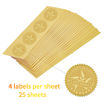 Plastic Self Adhesive Gold Foil Embossed Stickers DIY-WH0211-019-1