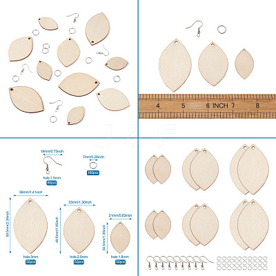 DIY Unfinished Wooden Pendant Earring Making Kits DIY-YS0001-16-1