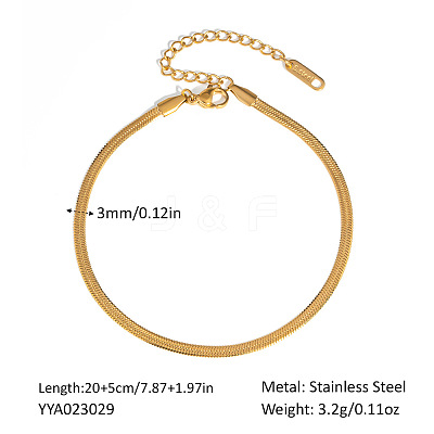 3MM 304 Stainless Steel Flat Snake Chain Anklets for Women ZY1276-2-1