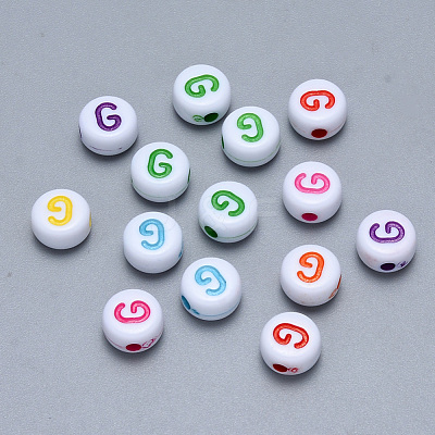 Craft Acrylic Horizontal Hole Letter Beads SACR-S201-11G-1