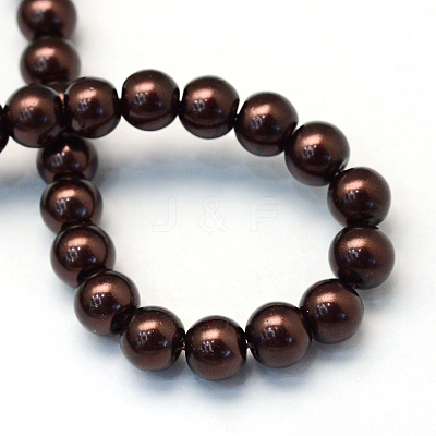 Baking Paint Pearlized Glass Pearl Round Bead Strands X-HY-Q003-10mm-40-1
