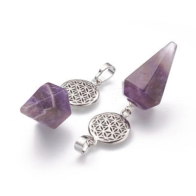 Natural Amethyst Pendants G-O194-22-1