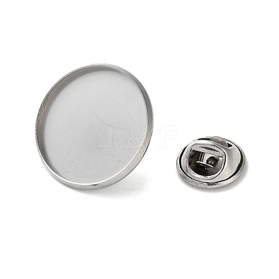 304 Stainless Steel Flat Round Brooch Brooch Base Settings STAS-S172-10B-P-1