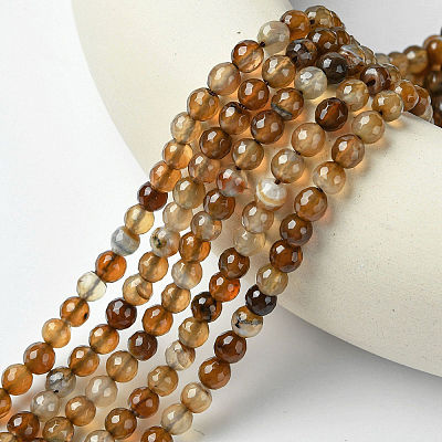 Natural Agate Round Beads Strand G-L084-6mm-04-1