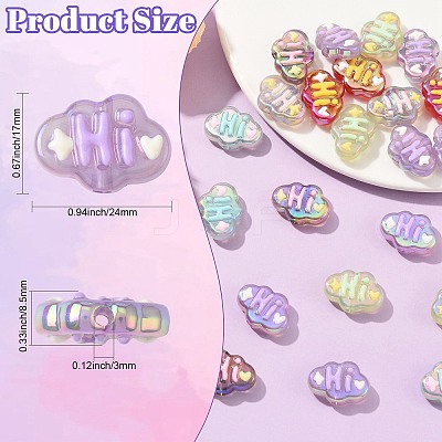 UV Plating Transparent Acrylic Beads OACR-CJZ0001-04-1