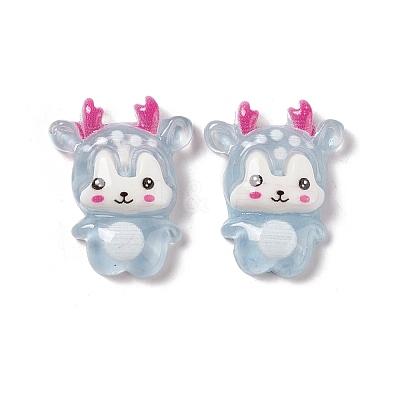 Christmas Reindeer Transparent Resin Cabochons RESI-G041-B03-1
