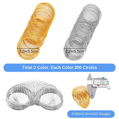 400Pcs 2 Colors Steel Memory Wire FIND-SP0002-07-1