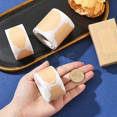 3 Rolls 3 Styles 600Pcs Kraft Paper Label Sticker DIY-BBC0002-68-1
