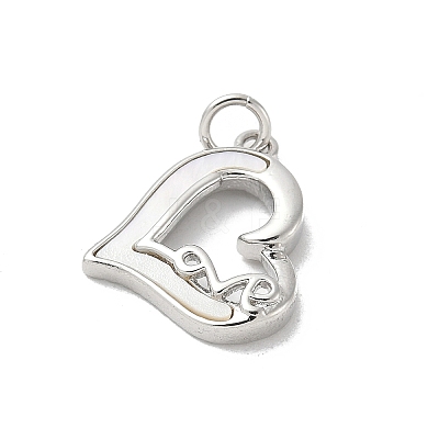 Brass Pave Natural White Shell Pendants KK-S522-08D-P-1