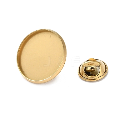 304 Stainless Steel Flat Round Brooch Brooch Base Settings LS-STAS-S172-10B-G-1