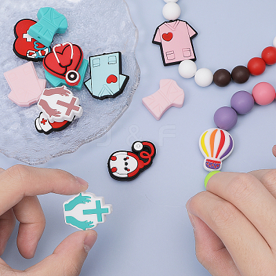 12Pcs 12 Styles Silicone Beads SIL-CA0002-85-1