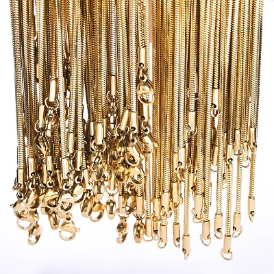 1.5mm 304 Stainless Steel Square Snake Chain Necklaces TW4888-1-1