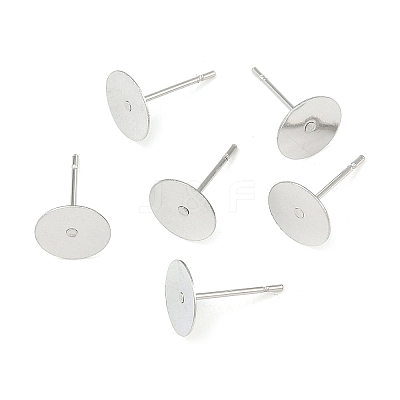 Tarnish Resistant 304 Stainless Steel Flat Round Blank Peg Stud Earring Findings X-STAS-S028-37-1