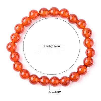 Dyed Natural Carnelian Beaded Stretch Bracelets B072-4-1