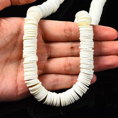 Flat Round Handmade Polymer Clay Beads CLAY-R067-12mm-21-1