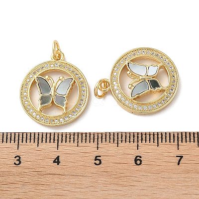 Brass Micro Pave Clear Cubic Zirconia Pendants KK-B083-37D-G-1