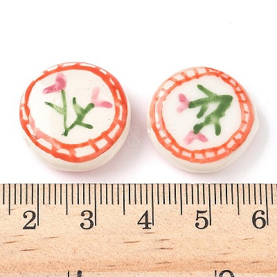 Flower Theme Handmade Porcelain Beads X1-LAMP-D303-06C-01-1