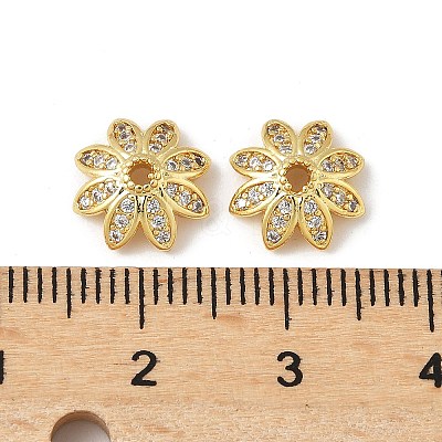 Brass Micro Pave Clear Cubic Zirconia Bead Caps KK-V015-21G-01-1