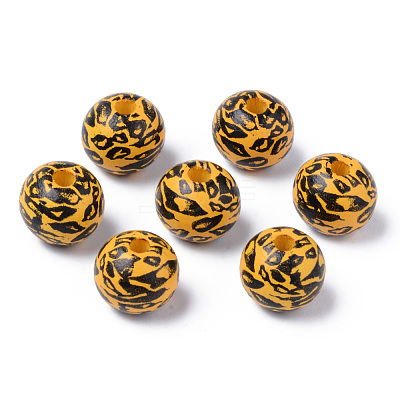 Painted Natural Wood Beads WOOD-S057-024-1