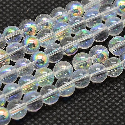 Imitate Austrian Crystal Electroplate Glass Round Bead Strands GLAA-F030-8mm-B01-1