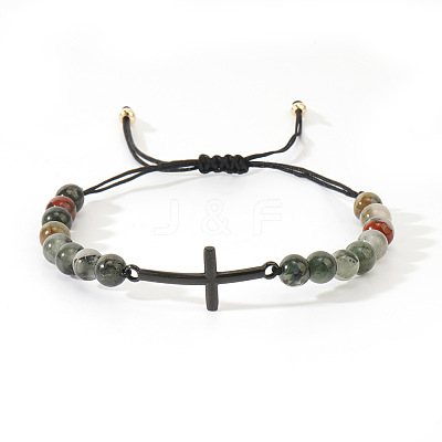 Natural Prehnite Round Bead Braided Bead Bracelets LS-FL7803-2-1