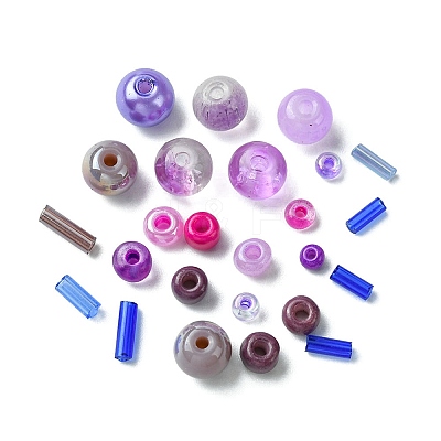 DIY Glass Round Beads & Seed Beads Jewelry Making Finding Kits DIY-FS0005-95-1