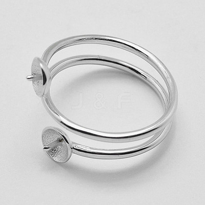 Anti-Tarnish Rhodium Plated 925 Sterling Silver Finger Design Ring Mounts Fittings with Pearl Seat STER-A070-040-1