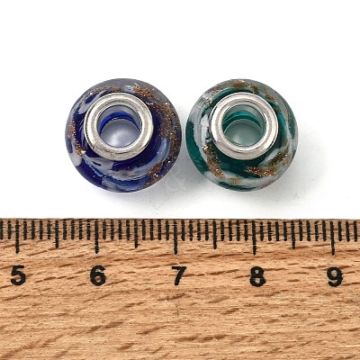 Handmade Gold Sand Lampwork European Large Hole Rondelle Beads LPDL-M005-M-1