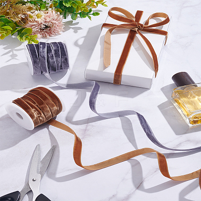 20 Yards 2 Colors Single Face Velvet Ribbons OCOR-LP0001-08-1