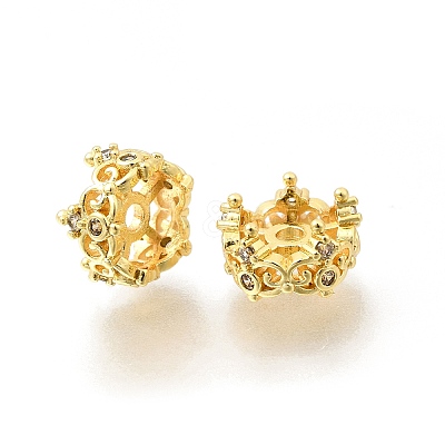 Brass Micro Pave Clear Cubic Zirconia Spacer Beads KK-Z156-08G-01-1