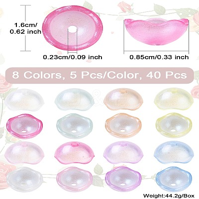 40Pcs 8 Colors Transparent Plastic Bead Caps KY-CJ0001-97-1