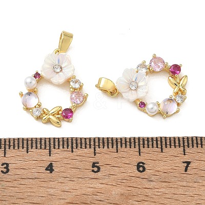 Brass Micro Pave Colorful Cubic Zirconia Pendants CU-CBA8C34-05G-1