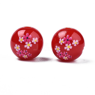 Opaque Printed Acrylic Beads MACR-T043-03C-1