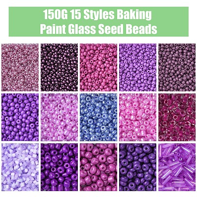 150G 15 Styles Baking Paint Glass Seed Beads SEED-FS0001-31B-1