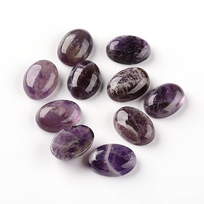 Oval Natural Amethyst Cabochons G-I171-13x18mm-14-1