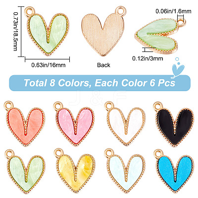 48Pcs 8 Colors Acrylic Pendants FIND-SC0005-19-1