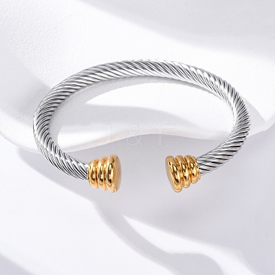 304 Stainless Steel Cuff Bangles BJEW-P310-11GP-1