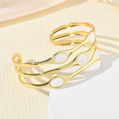 Brass Enamel Multi-strand Cuff Bangles for Women BJEW-A173-01G-02-1