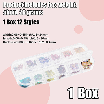 1 Set 12 Grid Nuggets Abalone Shell Nail Art Sequins for Woman Girls MRMJ-SP0001-07-1