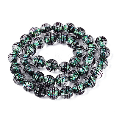 Handmade Foil Glass Lampwork Beads Strands FOIL-Q002-09B-1