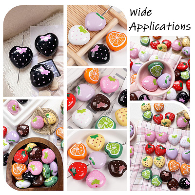 40Pcs Printed Opaque Acrylic Beads MACR-PA0001-76-1