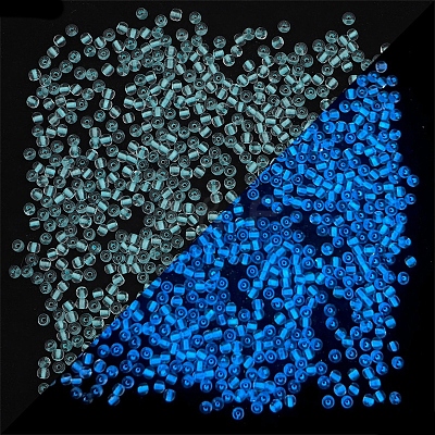Glow in the Dark Luminous Transparent Glass Round Seed Beads LUMI-PW0004-006A-12-1