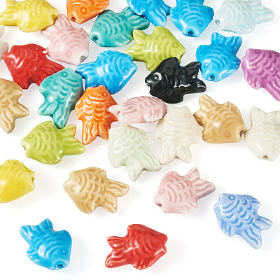 30Pcs Handmade Porcelain Beads PORC-TA0001-73B-1