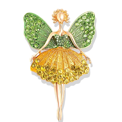 Butterfly Dancer Enamel Pin with Rhinestone JEWB-P016-01G-01-1
