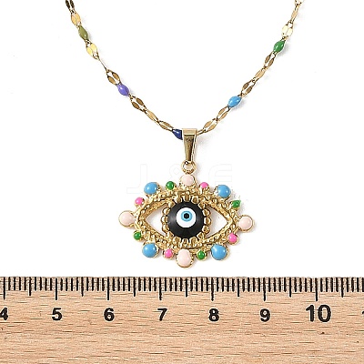 304 Stainless Steel Evil Eye Pendants 304 Stainless Steel Chains Necklaces for Women NJEW-JN06380-1